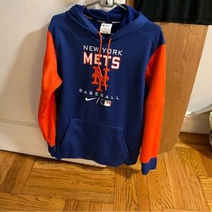 Blue and orange NY METS HOODIE front pouch pocket